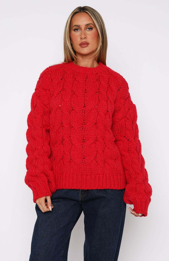 Damen Grobstrickpullover mit modernem Zopfmuster und lässigem Schnitt R&B