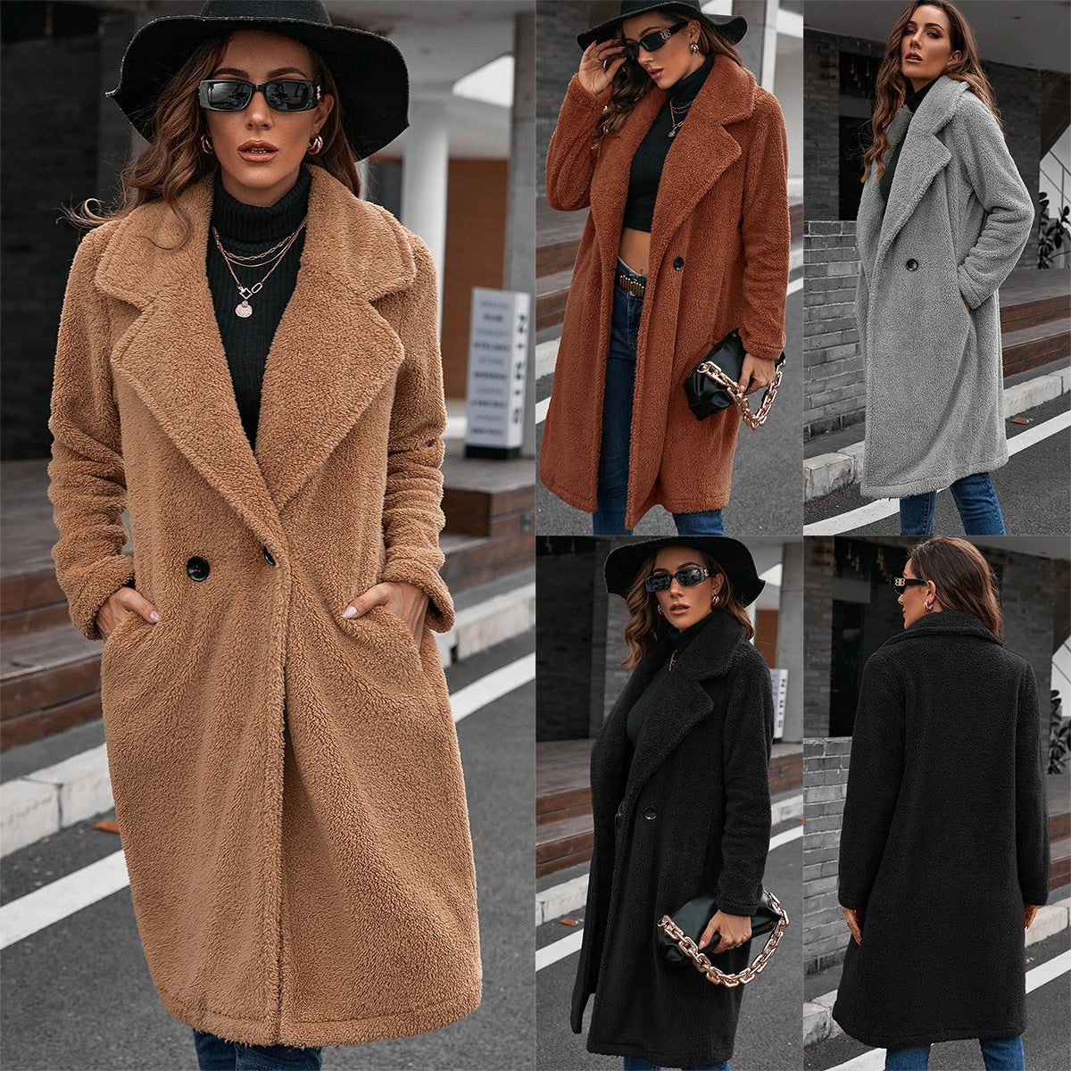 Damen Teddy-Mantel in Oversize-Style