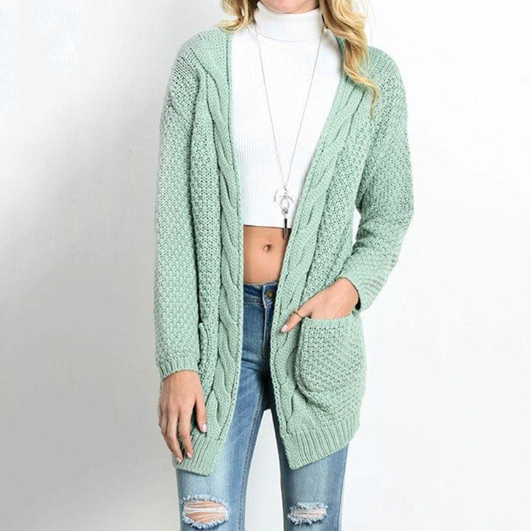 Damen Strickjacke mit Taschen und detailreicher Zopfmusterstruktur R&B