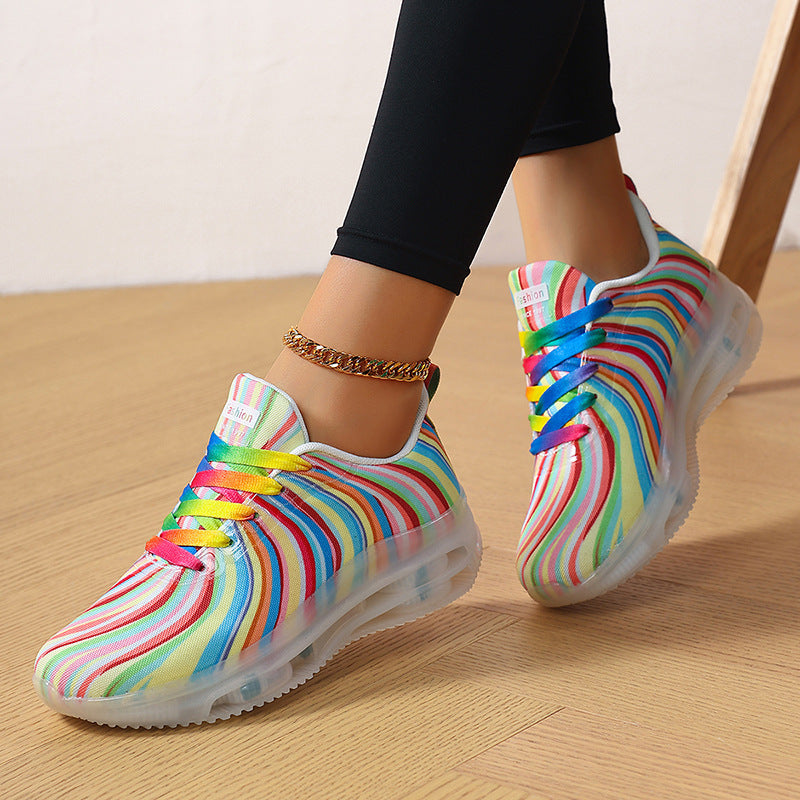 Damen nan leichter Muster-Sneaker mit elastischem Canvas-Obermaterial, gepolsterter Fersenstütze und segmentierter Flexlaufsohle R&B
