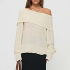 Damen Off-Shoulder Strickpullover R&B
