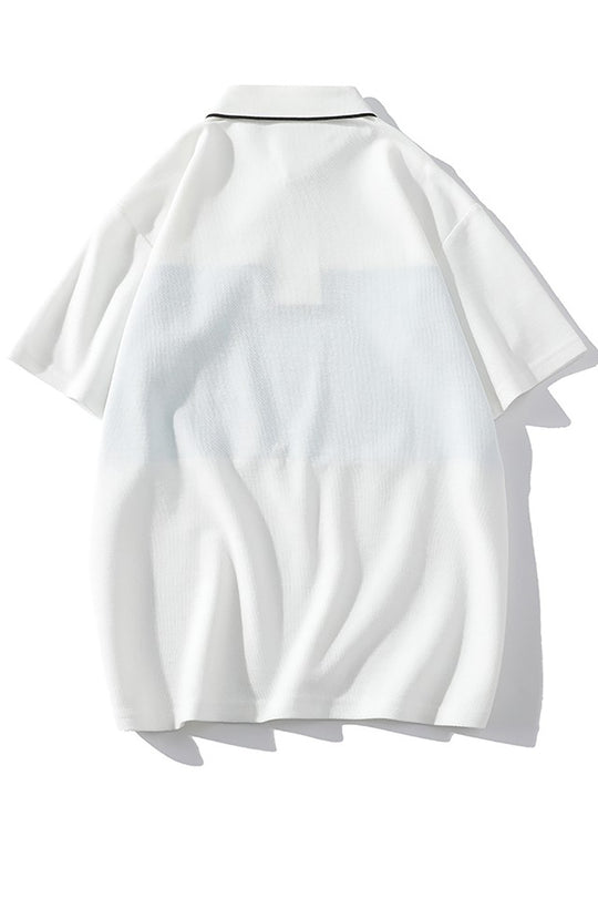 Herren Poloshirt mit modernem Schriftzug und praktischem Brusttaschen R&B