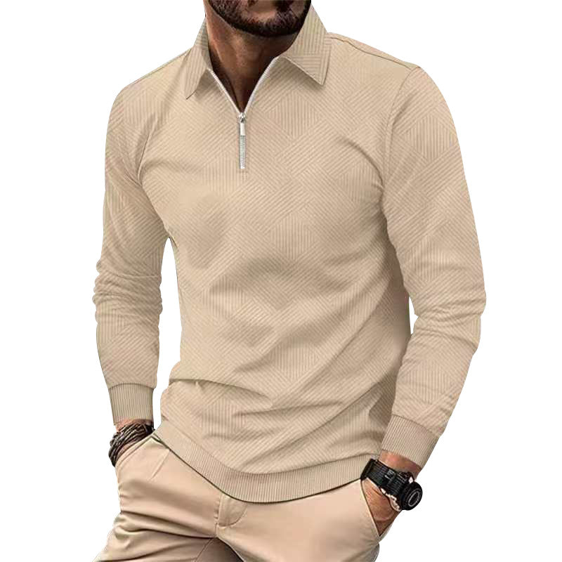 Herren hochwertiger Strickpullover mit Stehkragen und modischem Reißverschluss R&B