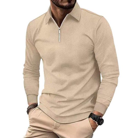 Herren hochwertiger Strickpullover mit Stehkragen und modischem Reißverschluss R&B