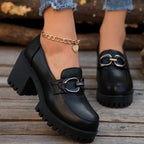 Damen Blockabsatz-Schuhe mit markanter Sohle und modischen Schnallen R&B