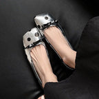Damen elegante Ballerinas mit modischem Punktedesign und dekorativem Schleifendetail R&B