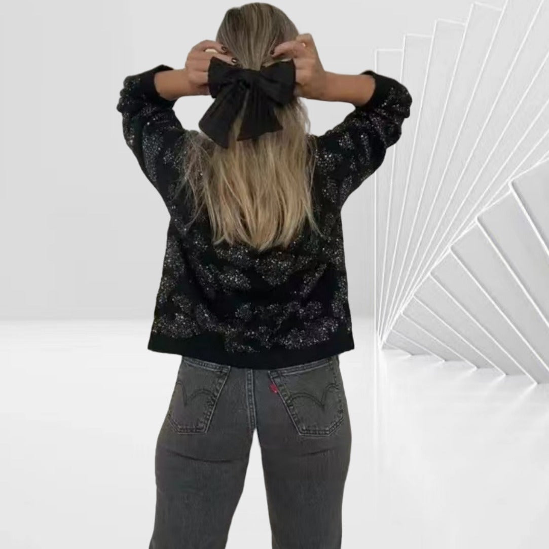 Damen Glitzernde Bomberjacke mit rüschenbesetzten Ärmeln und luxuriösem Design R&B