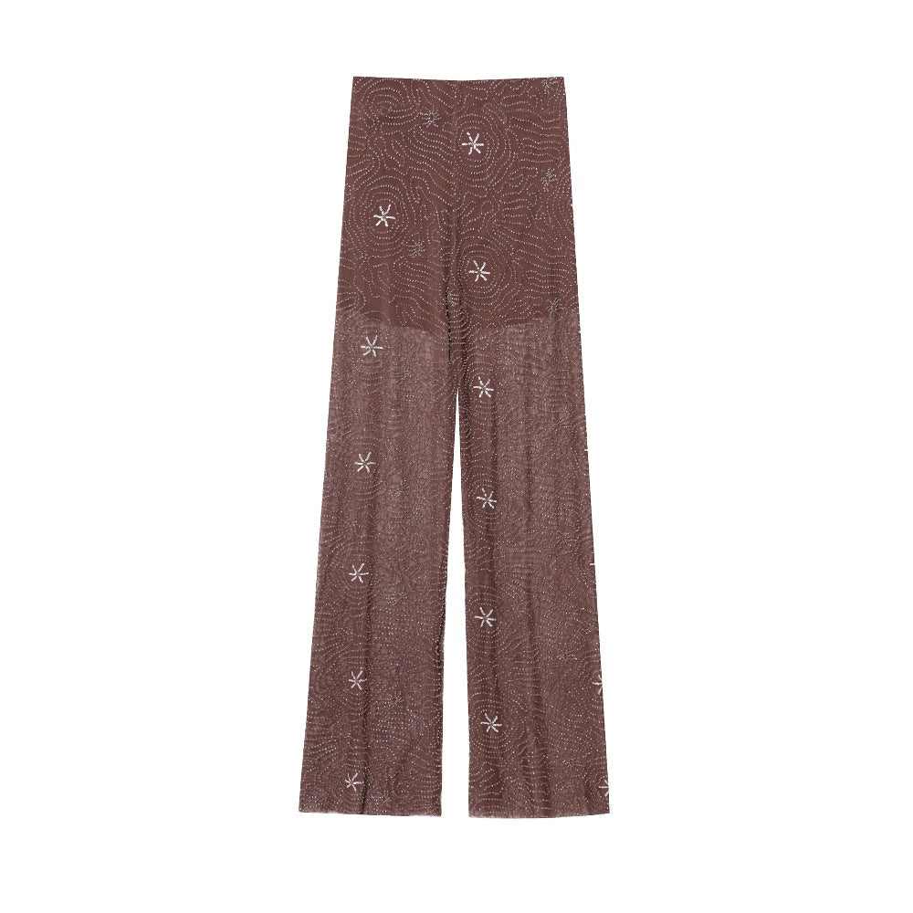 Damen Weite Hosen mit eleganter Stickerei R&B