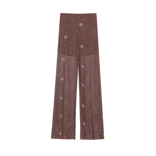 Damen Weite Hosen mit eleganter Stickerei R&B