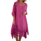 Damen lässiges Sommerkleid mit asymmetrischem Saum und luftigen Ärmeln R&B