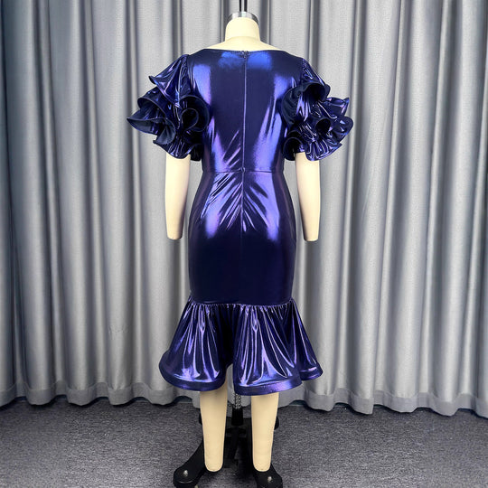Damen glamouröses Abendkleid mit voluminösen Rüschensäumen R&B