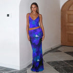 Damen Elegantes Maxikleid mit floralem Muster und Spaghetti-Trägern R&B