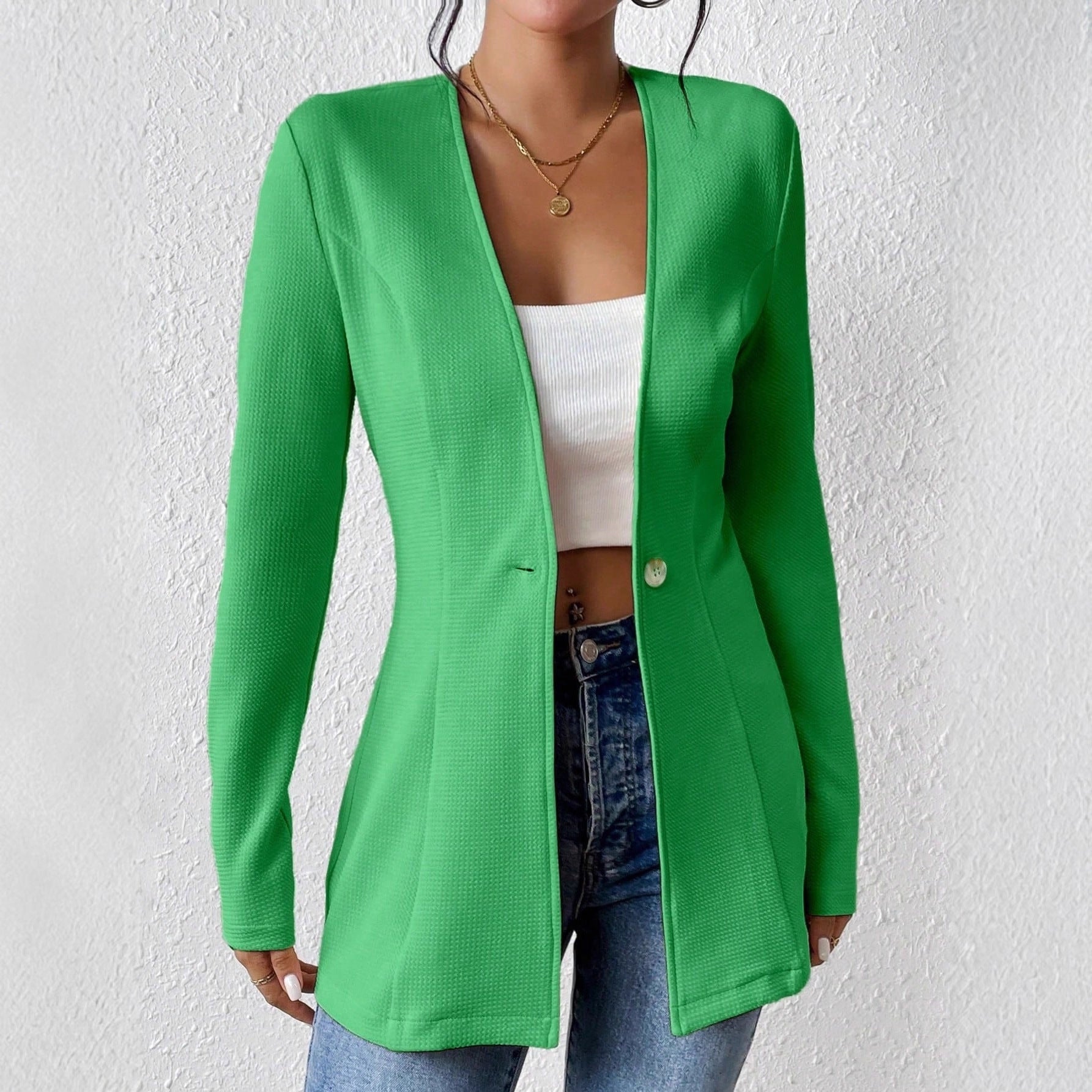 Damen elegante Blazerjacke mit asymmetrischem Schnitt R&B