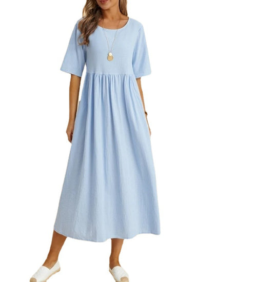 Damen Maxikleid mit lässigem Schnitt und Kurzärmeln R&B