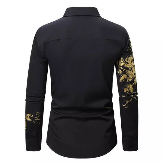 Herren Elegantes Hemd mit floralen Akzenten und glänzenden Details R&B