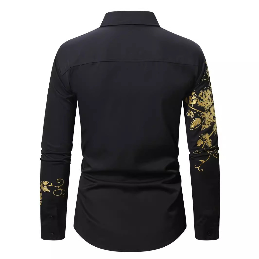 Herren Langarmhemd mit floralem Design R&B