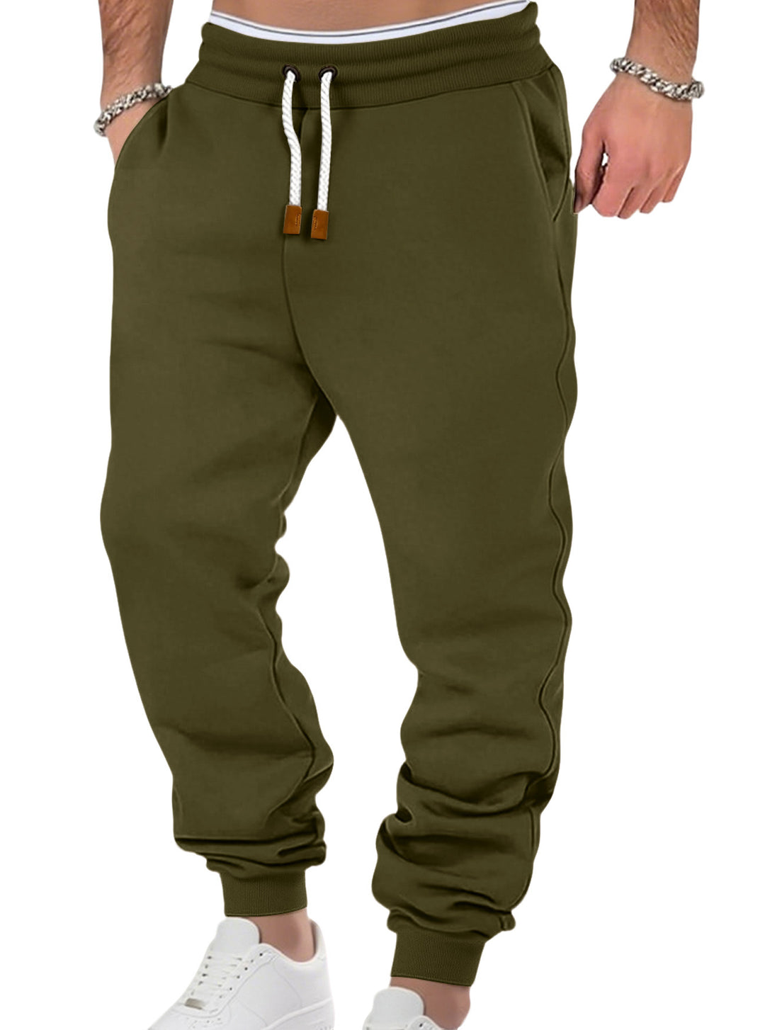Herren nan komfortable Jogginghose aus hochwertiger Baumwollmischung mit elastischem Bund Kordelzug und Bündchen R&B