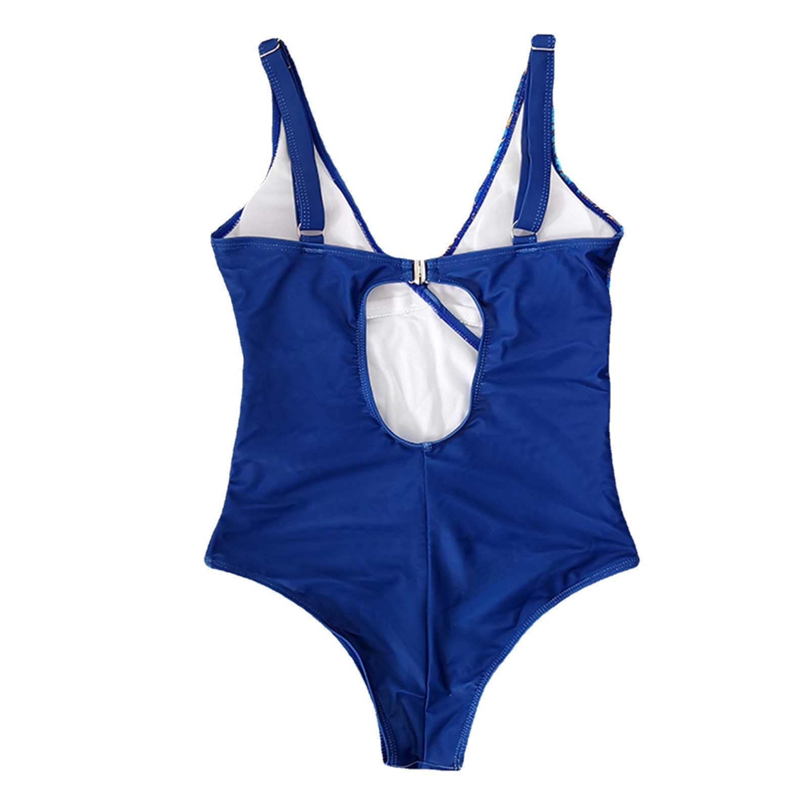 Damen Einteiliger Badeanzug mit asymmetrischem Leo-Muster R&B