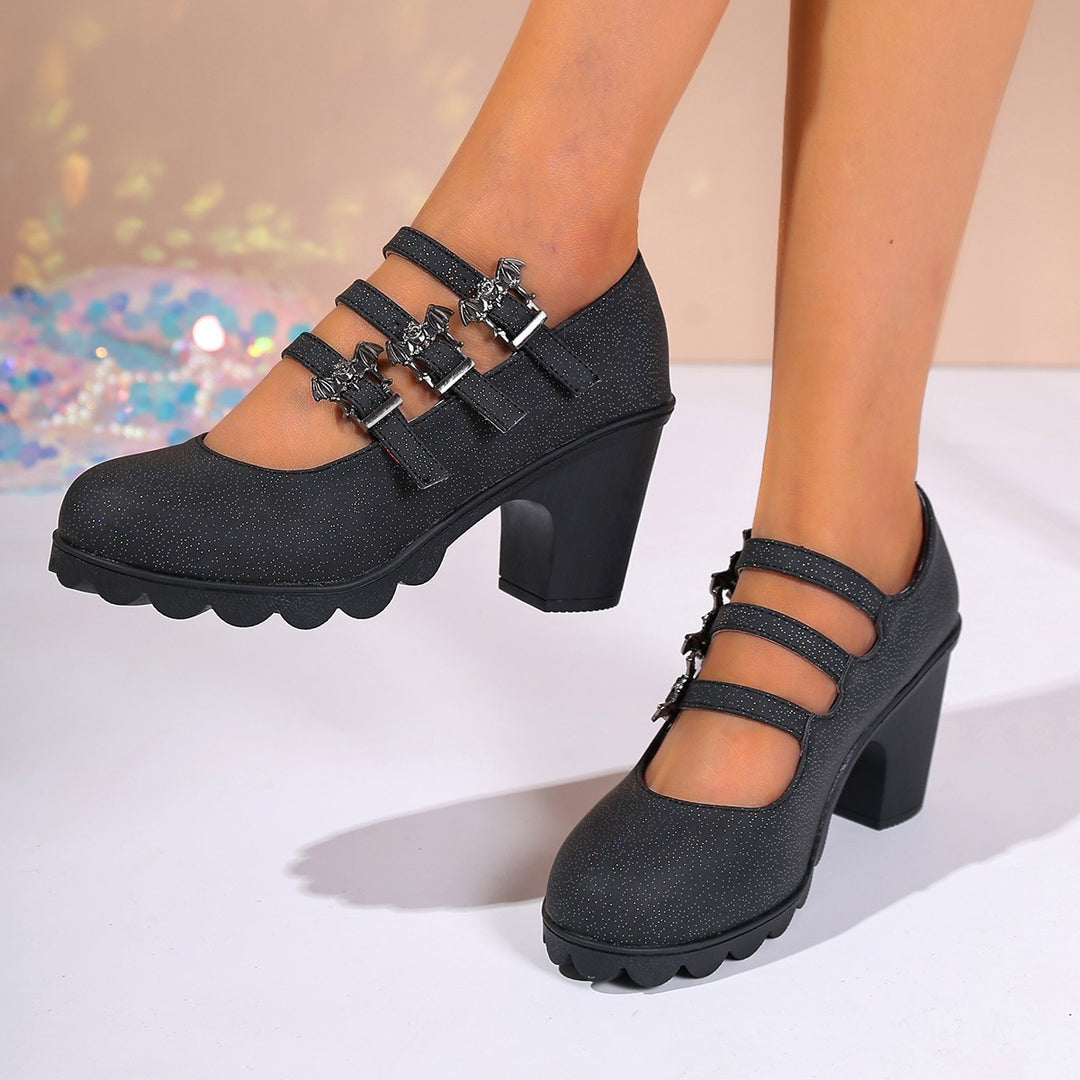 Damen Plateau-Pumps mit dekorativen Riemen und bequemer Sohle R&B