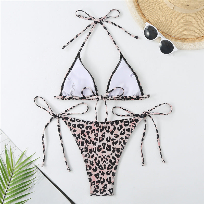 Damen Triangel-Bikini-Set mit verspieltem Tiermuster R&B