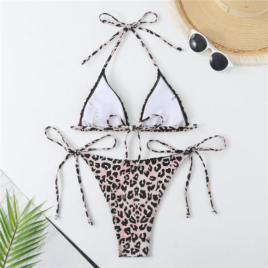 Damen Triangel-Bikini-Set mit verspieltem Tiermuster R&B