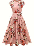 Damen Midi-Kleid mit tailliertem Schnitt und floralem Design