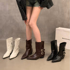 Damen Elegante Stiefeletten mit dekorativen Schnallen und spitzem Schnitt R&B