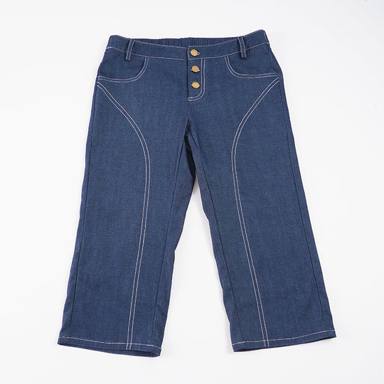 Damen Komfortable Caprijeans mit dekorativen Knöpfen R&B