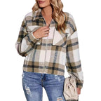 Damen Karierte Oversize-Hemdjacke mit Taschen R&B