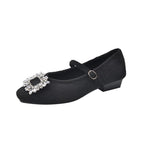 Damen Filz-Ballerinas mit eleganter Schnallenverzierung und funkelndem Kristallschmuck R&B