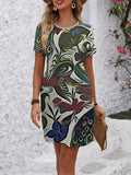 Damen Stilvolles Blusenkleid mit abstraktem Muster EB