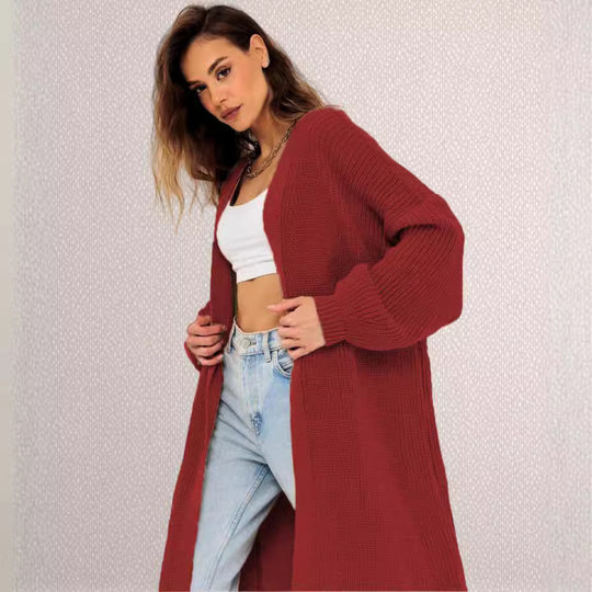 Damen Grobstrick-Cardigan mit offenem Schnitt und lässiger Eleganz R&B