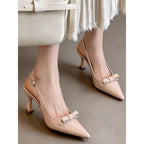Damen spitze Slingback-Pumps mit eleganter Schleifenverzierung R&B