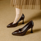 Damen Elegante Lackleder-Pumps mit einzigartigem Blockabsatz