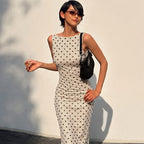 Damen Elegantes Maxikleid mit Punktdesign und figurbetontem Schnitt R&B