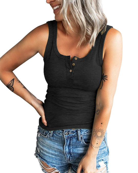 Damen komfortables Trägershirt mit Knopfdetails R&B