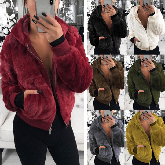 Damen Kunstfell Bomberjacke R&B