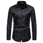 Herren Hemd mit floralen Prägungen und elegantem Glanz R&B