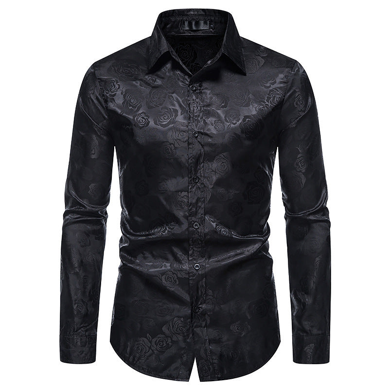 Herren Hemd mit floralen Prägungen und elegantem Glanz R&B