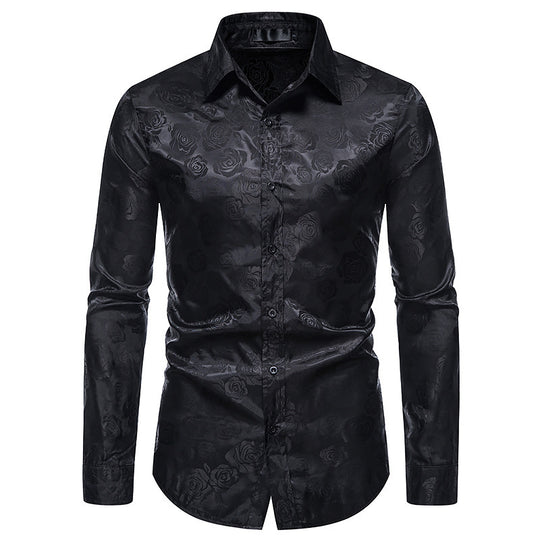 Herren Hemd mit floralen Prägungen und elegantem Glanz R&B
