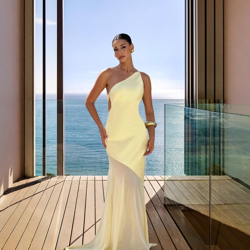 Damen asymmetrisches Abendkleid R&B