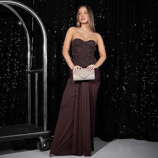Damen Abendkleid mit glamourösem Korsettdesign und fließendem Rock R&B