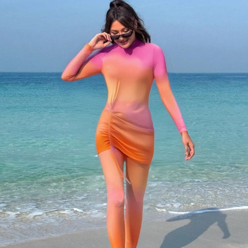 Damen sportlicher Badeanzug mit asymmetrischem Rock R&B