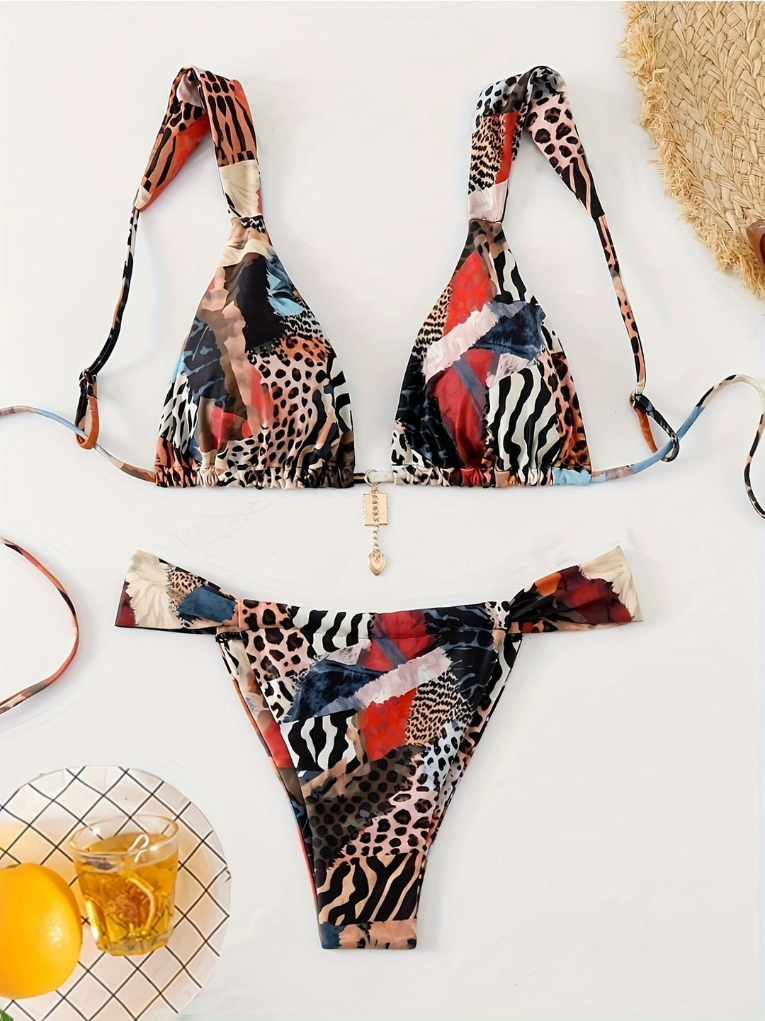 Damen zweiteiliges Tiermuster-Bikini-Set R&B