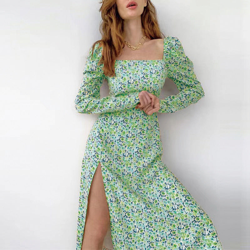Damen Maxikleid mit voluminösen Ärmeln und seitlichem Schlitz R&B