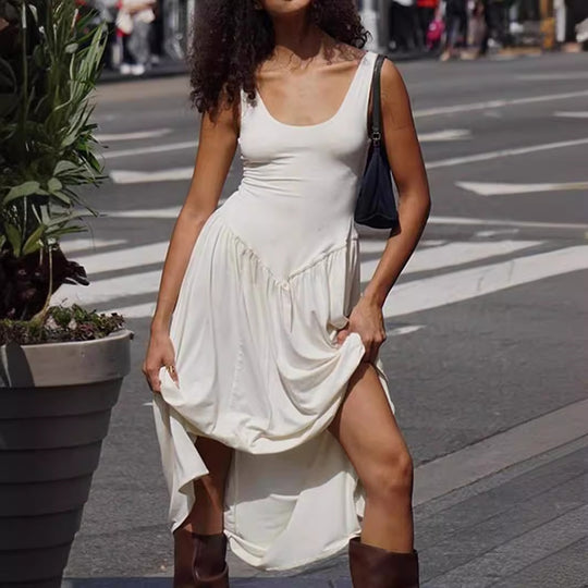 Damen Maxikleid mit schmalem Schnitt und elegantem quadratischen Ausschnitt R&B