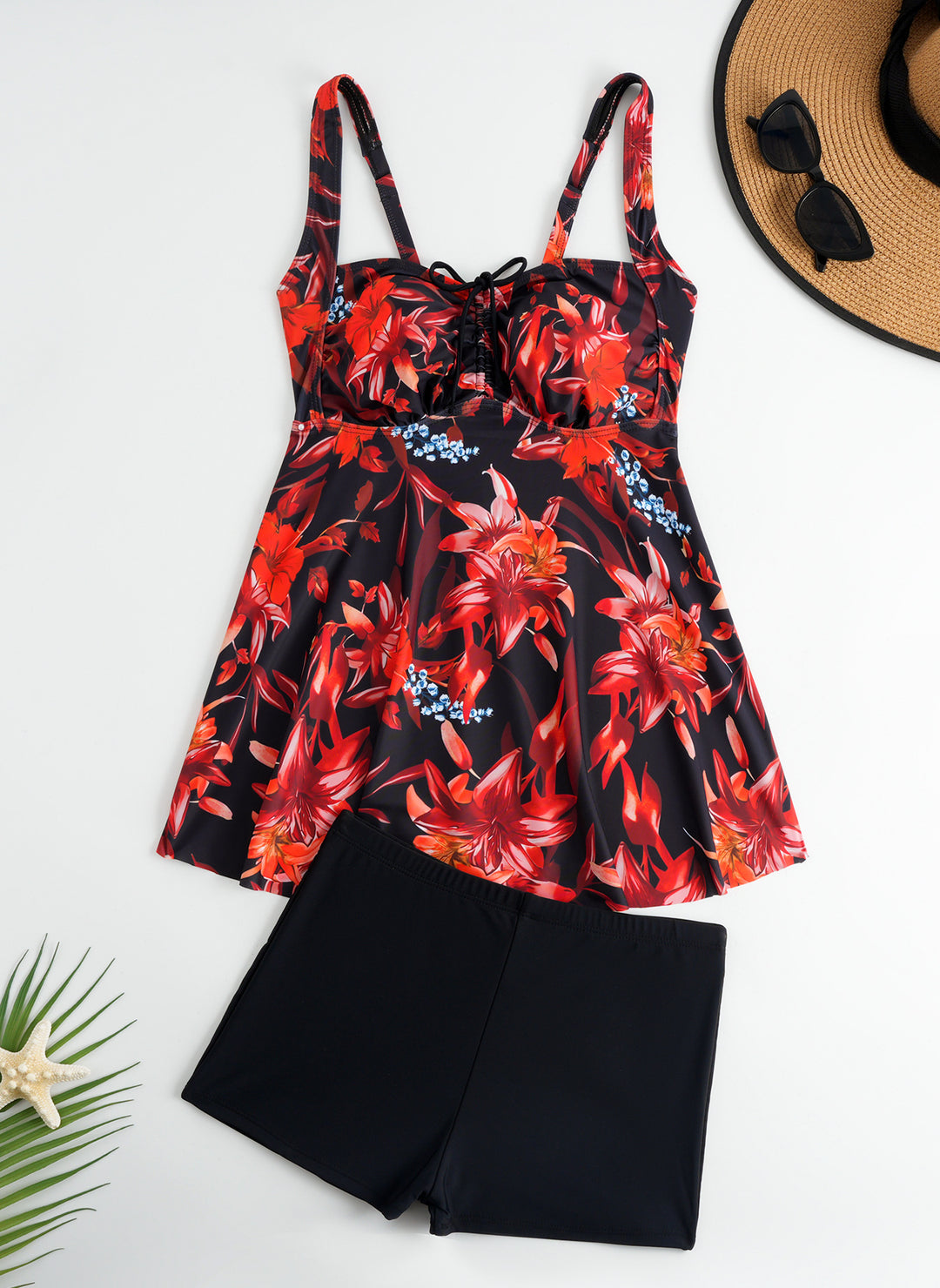 Damen Tankini mit floralem Oberteil und bequemen Shorts R&B