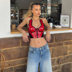Damen Sportliches Cropped Top mit Reißverschluss und modischem Design R&B