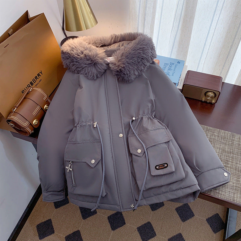 Damen Winterjacke mit abnehmbarem Kunstpelzkragen und praktischen Taschen R&B