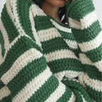 Damen Grobstrickpullover mit modischem Streifenmuster und lässigem Schnitt R&B